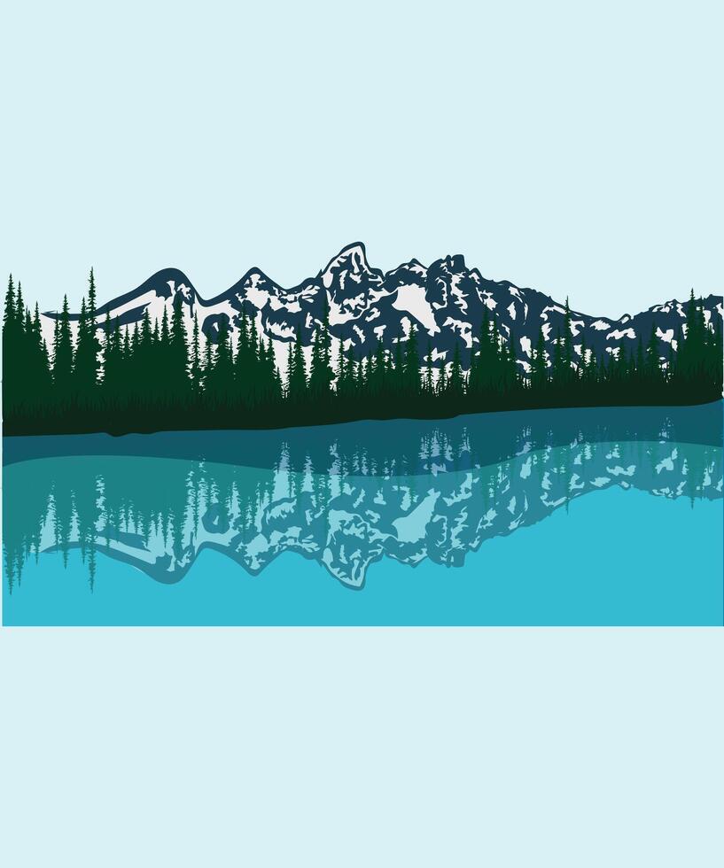 mountain and sea illustration vector