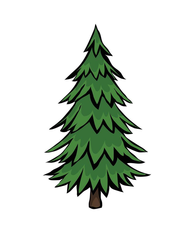 a cartoon pine tree on a white background vector