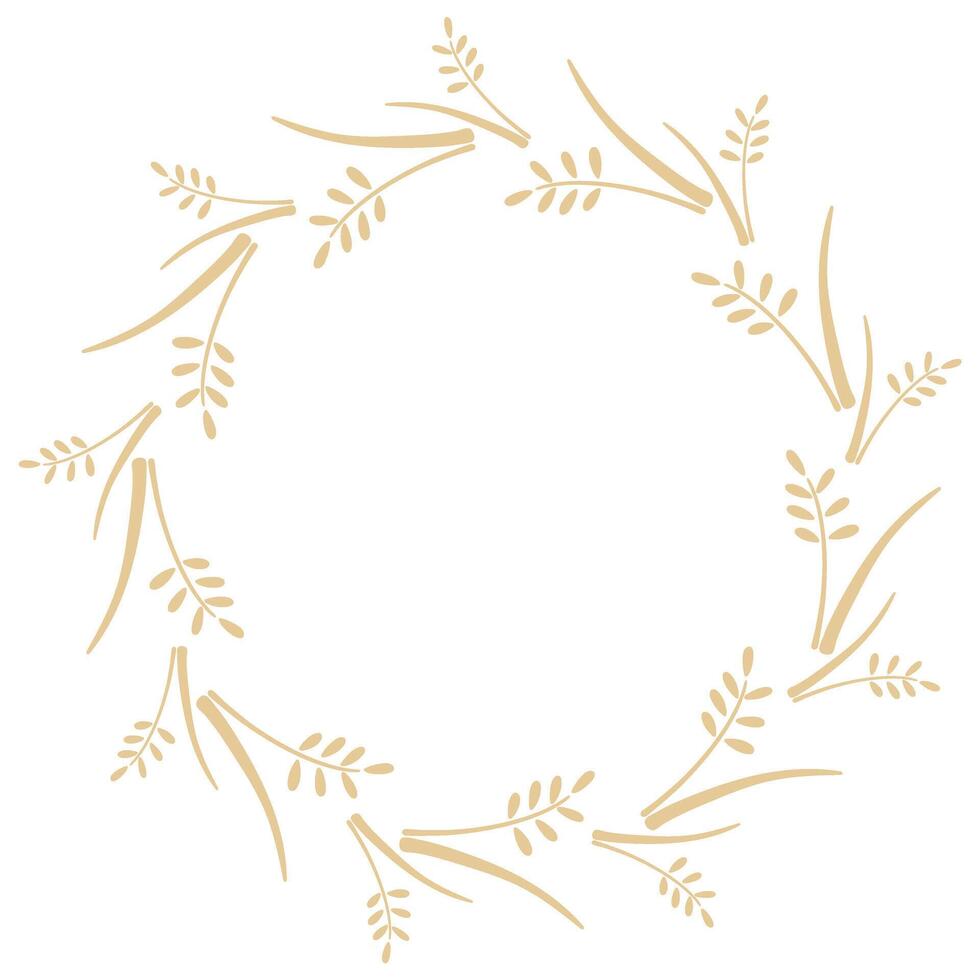 Round wreath of golden ears of wheat, graphics vector