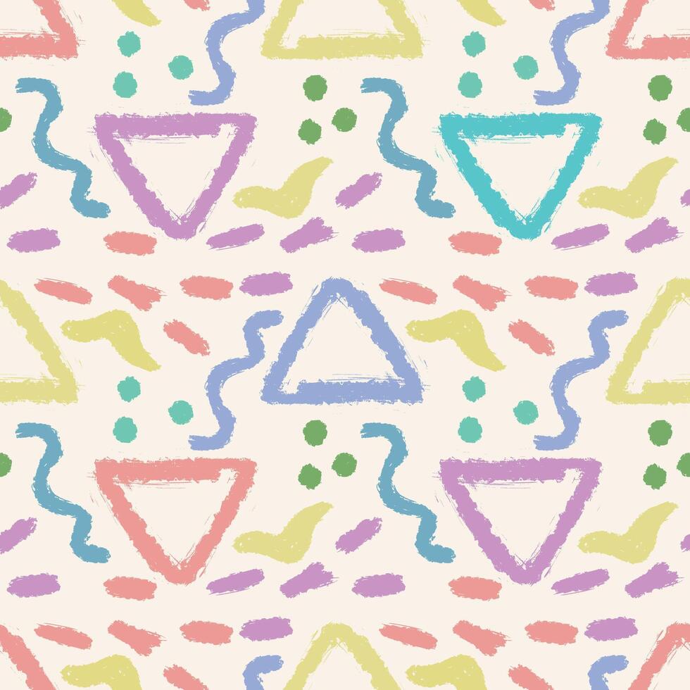 Abstract crayon doodle texture elements seamless pattern vector