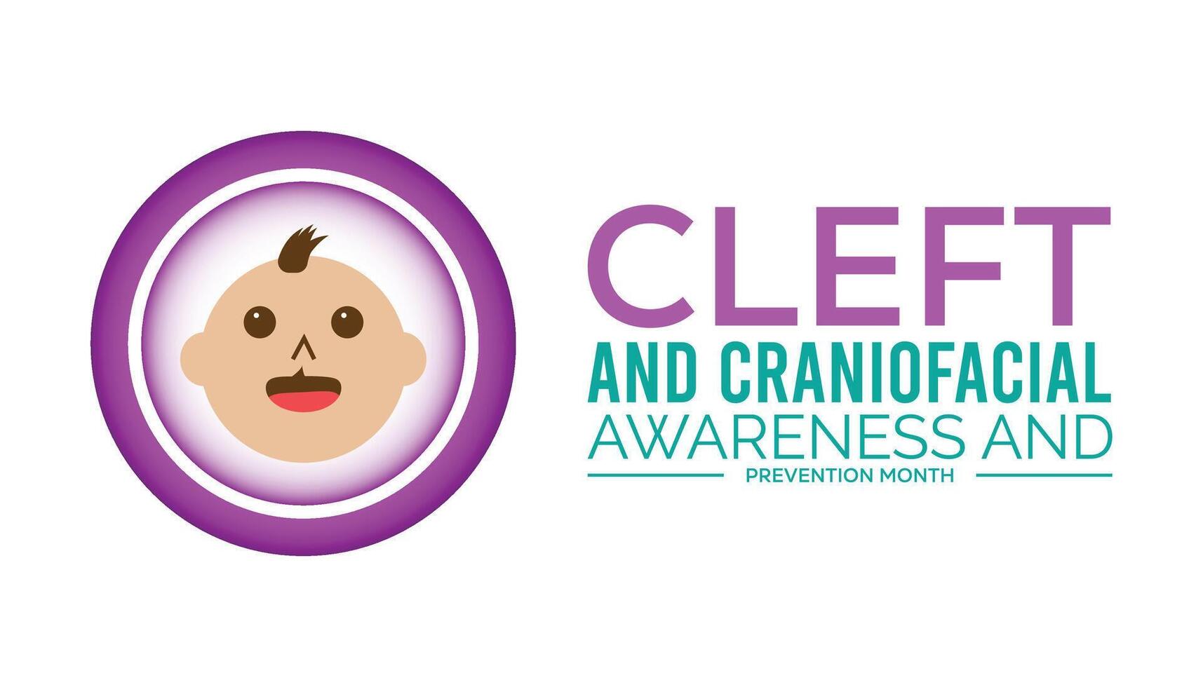 national cleft and craniofacial awareness and prevention month observed every year in July. Template for background, banner, card, poster with text inscription. vector