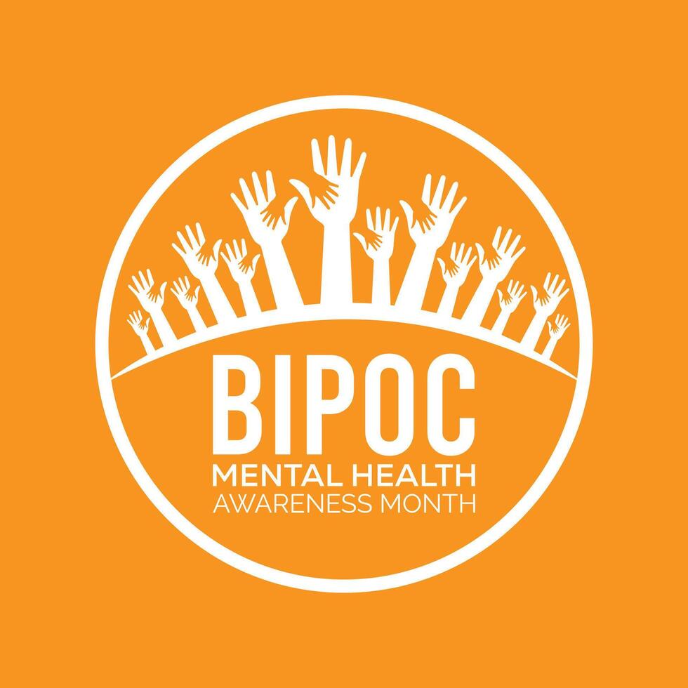 Bipoc mental health awareness month observed every year in July. Template for background, banner, card, poster with text inscription. vector