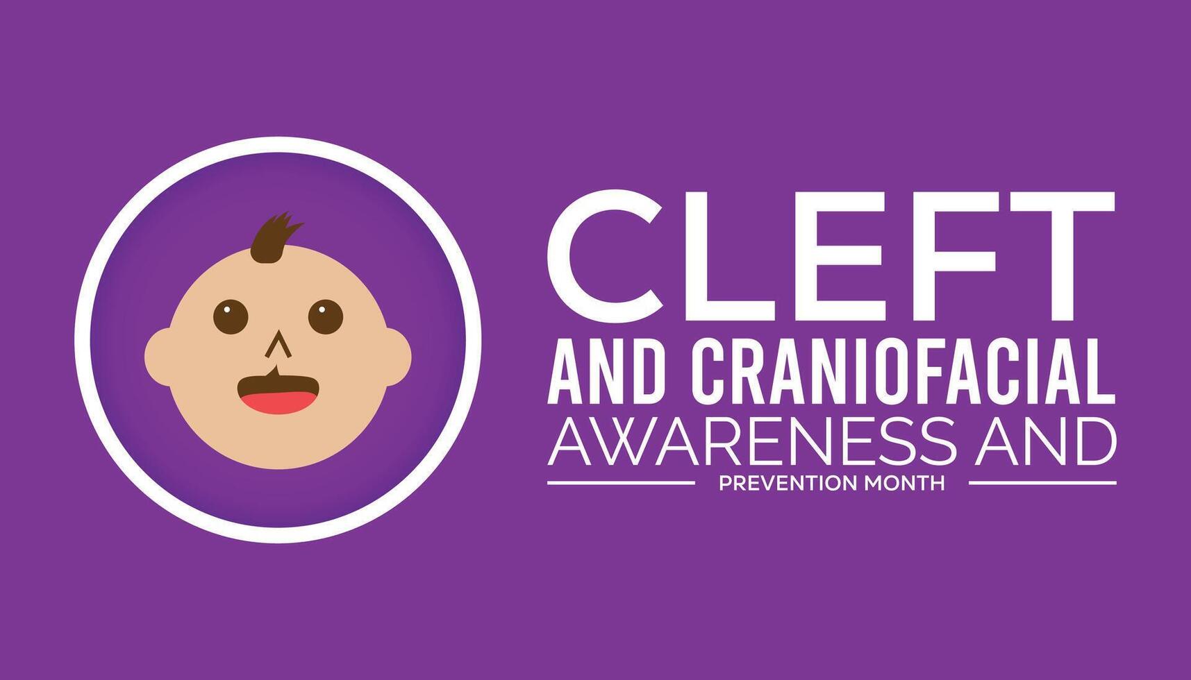 national cleft and craniofacial awareness and prevention month observed every year in July. Template for background, banner, card, poster with text inscription. vector