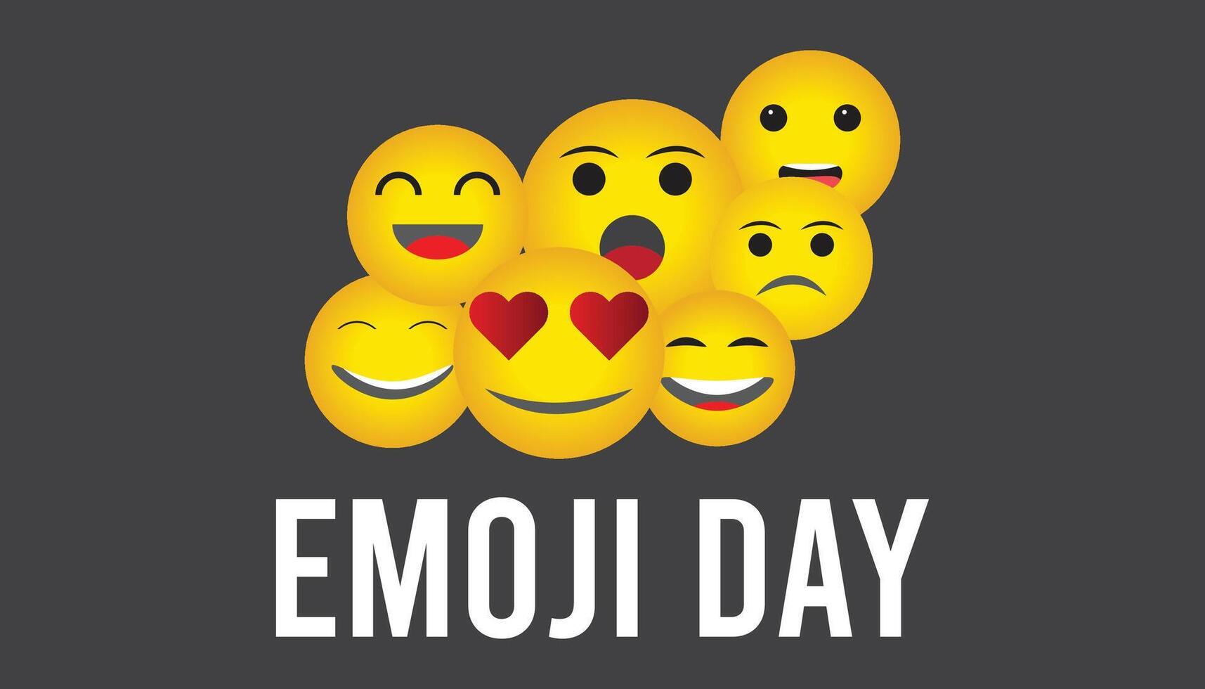 World Emoji Day observed every year in July. Template for background, banner, card, poster with text inscription. vector