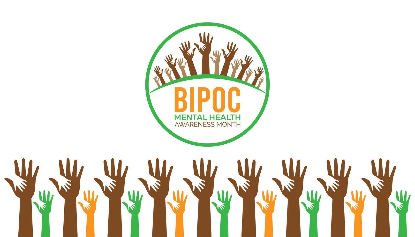 Bipoc mental health awareness month observed every year in July. Template for background, banner, card, poster with text inscription. vector