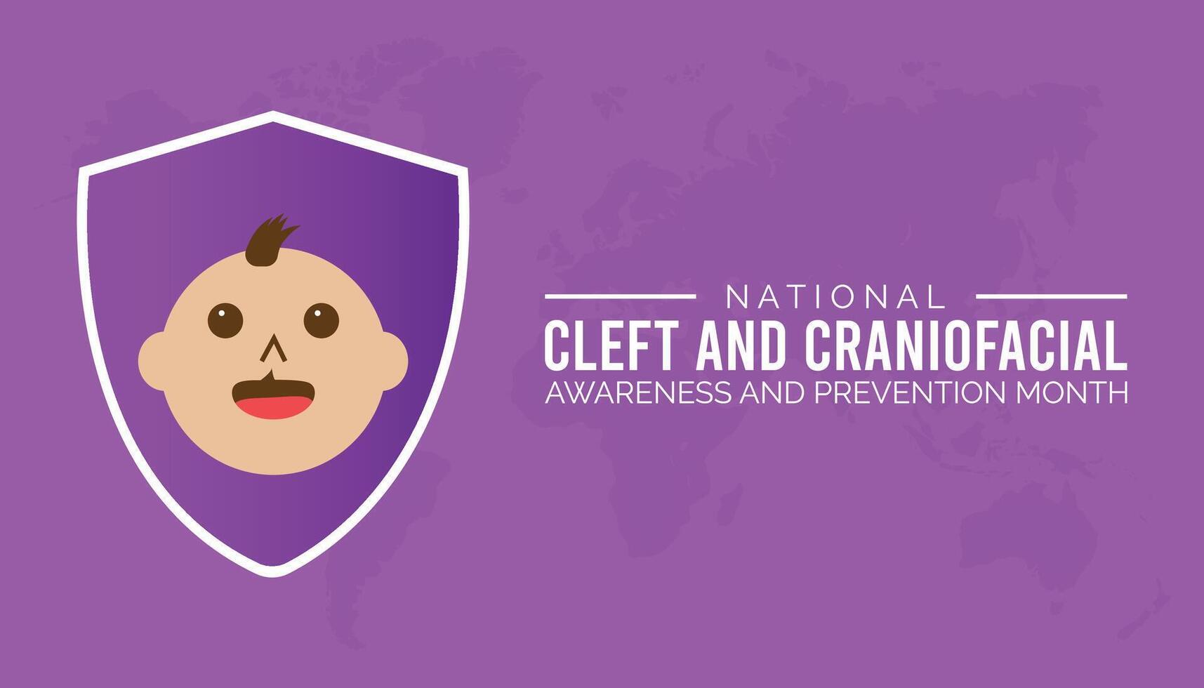 national cleft and craniofacial awareness and prevention month observed every year in July. Template for background, banner, card, poster with text inscription. vector