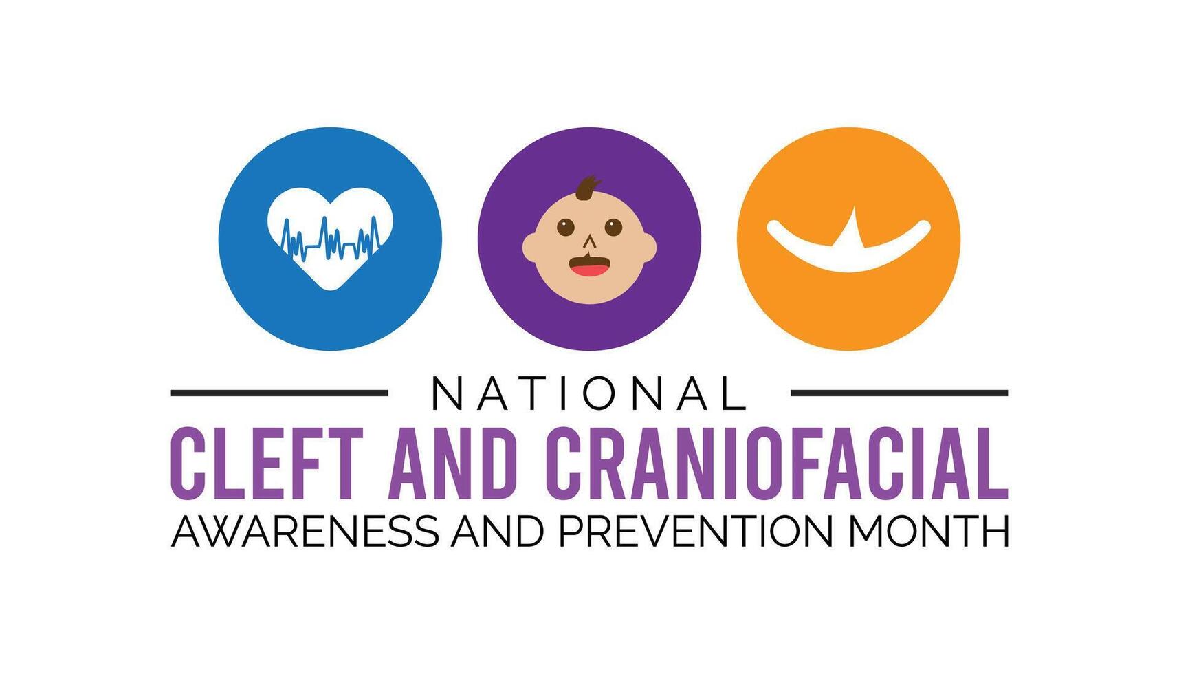 national cleft and craniofacial awareness and prevention month observed every year in July. Template for background, banner, card, poster with text inscription. vector