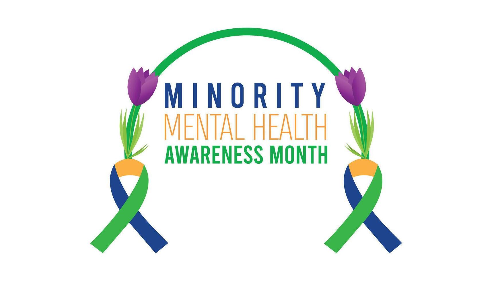 National Minority Mental Health Awareness Month observed every year in July. Template for background, banner, card, poster with text inscription. vector