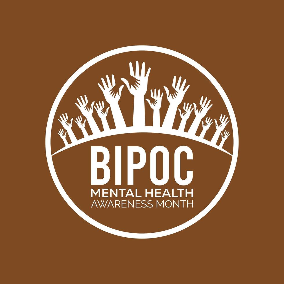 Bipoc mental health awareness month observed every year in July. Template for background, banner, card, poster with text inscription. vector