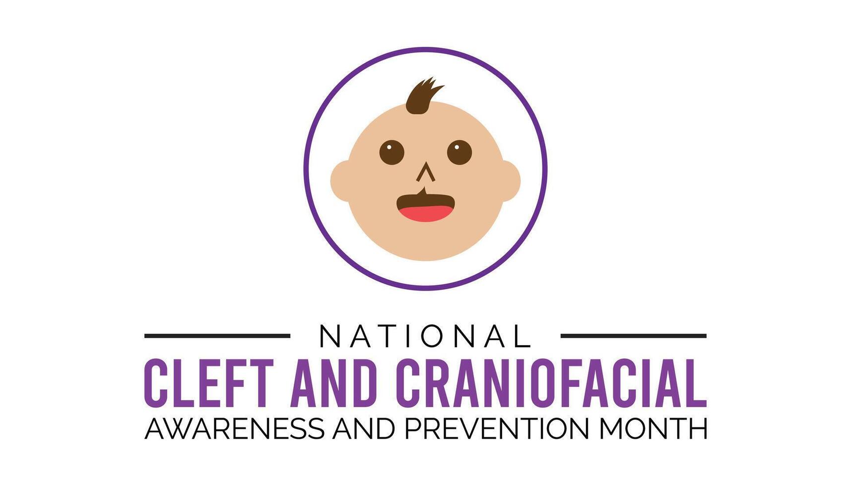 national cleft and craniofacial awareness and prevention month observed every year in July. Template for background, banner, card, poster with text inscription. vector