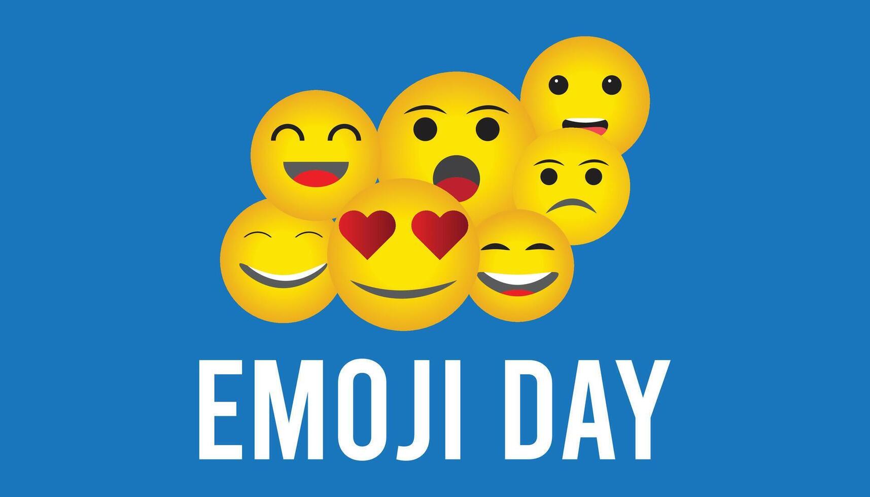 World Emoji Day observed every year in July. Template for background, banner, card, poster with text inscription. vector