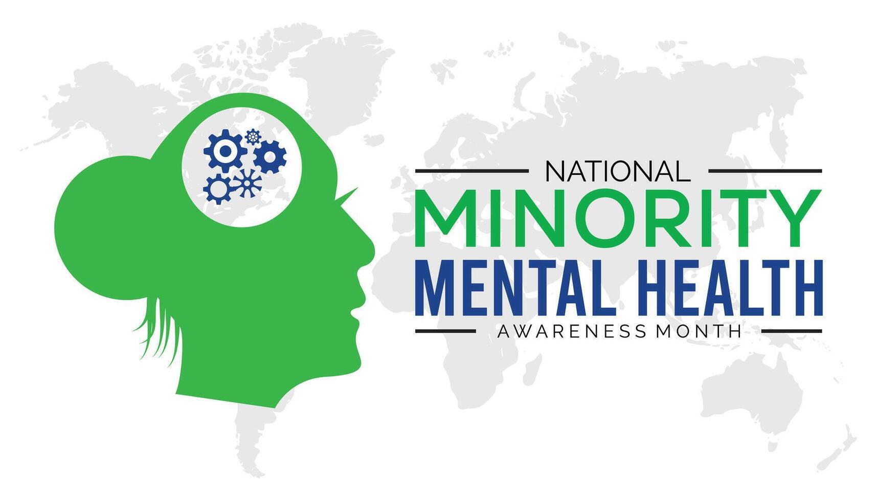 National Minority Mental Health Awareness Month observed every year in July. Template for background, banner, card, poster with text inscription. vector
