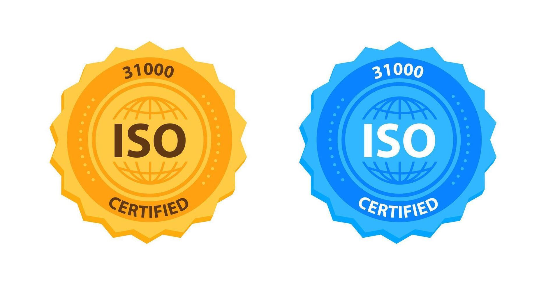 ISO 31000 Quality Management Certification Badge Gold and blue. illustration vector