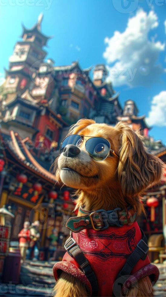 Adventurous Pup Explores Enchanting Oriental Palace photo