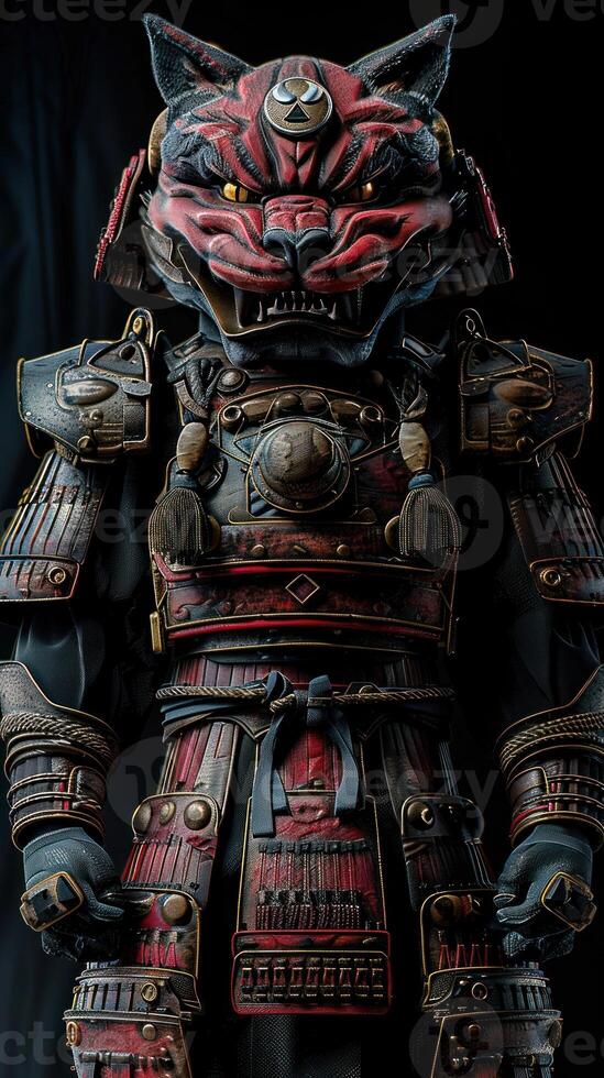 Mystical Samurai Wolf Armor Displayed in Dramatic Lighting photo