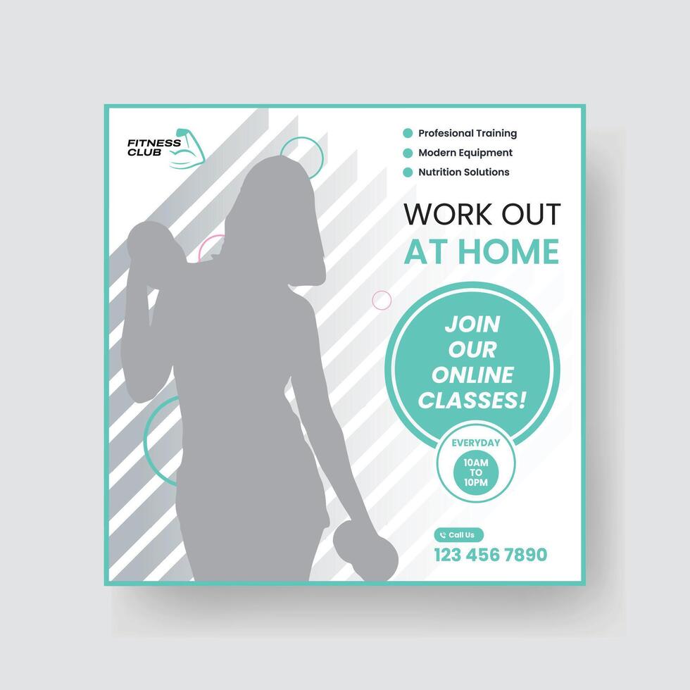 Gym and Fitness Social Media Post Template Design. vector