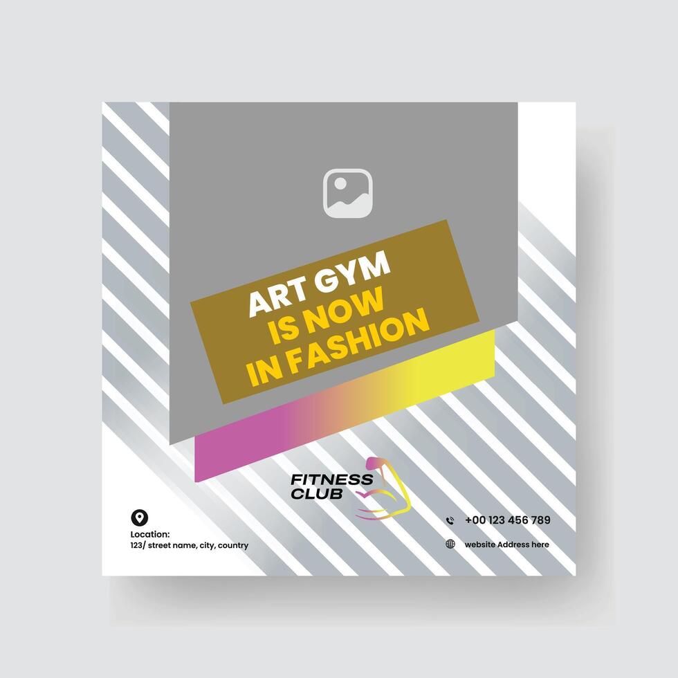 Gym and Fitness Social Media Post Template Design. vector