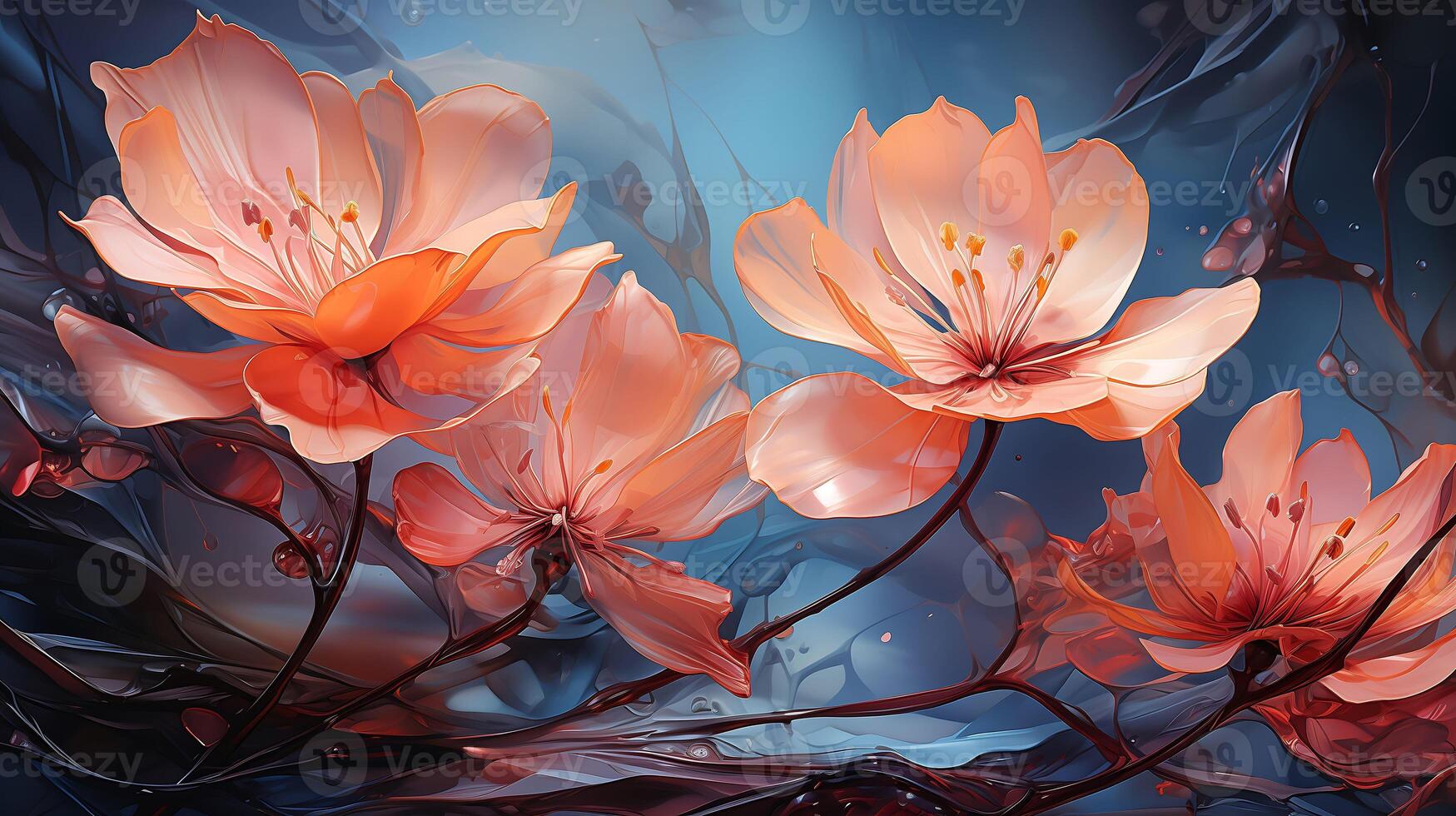 branch with spring flowers clip art element isolated on dark background photo