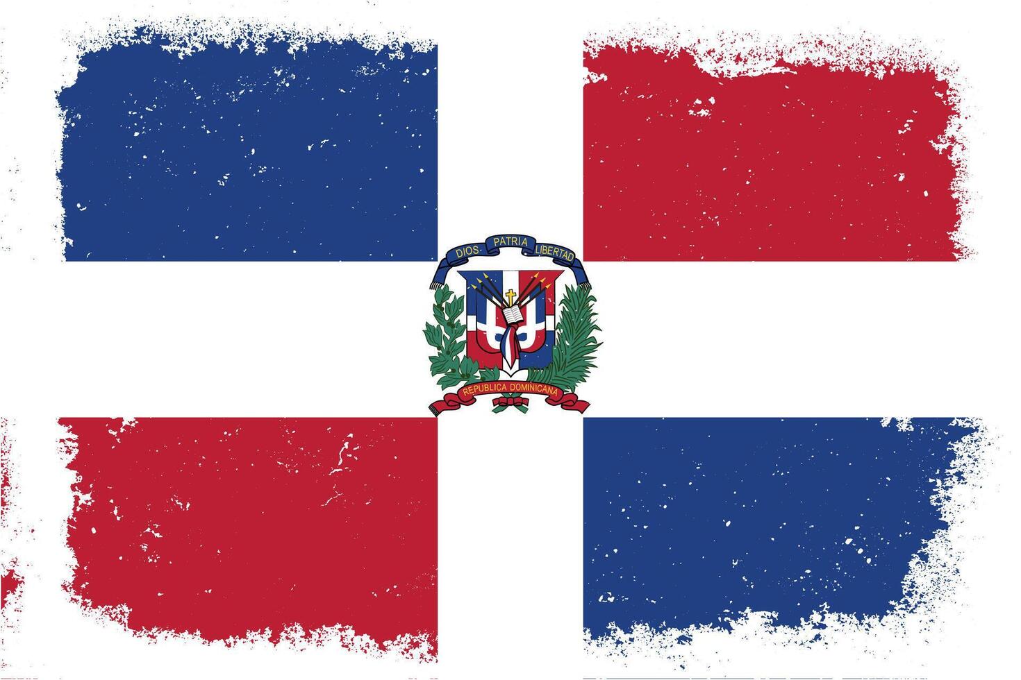 Vintage flat design grunge Dominican Repubilc flag background vector