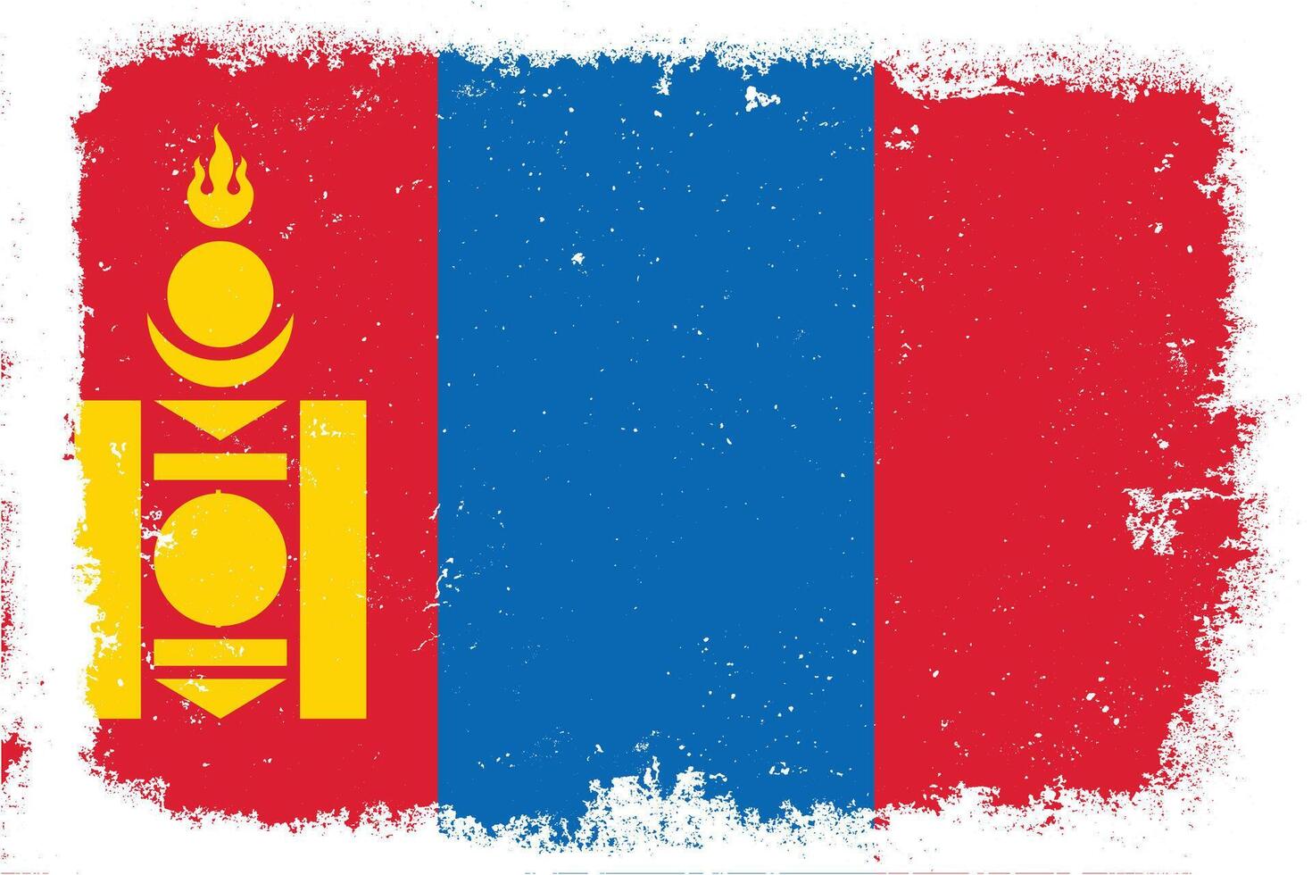 Vintage flat design grunge Mongolia flag background vector