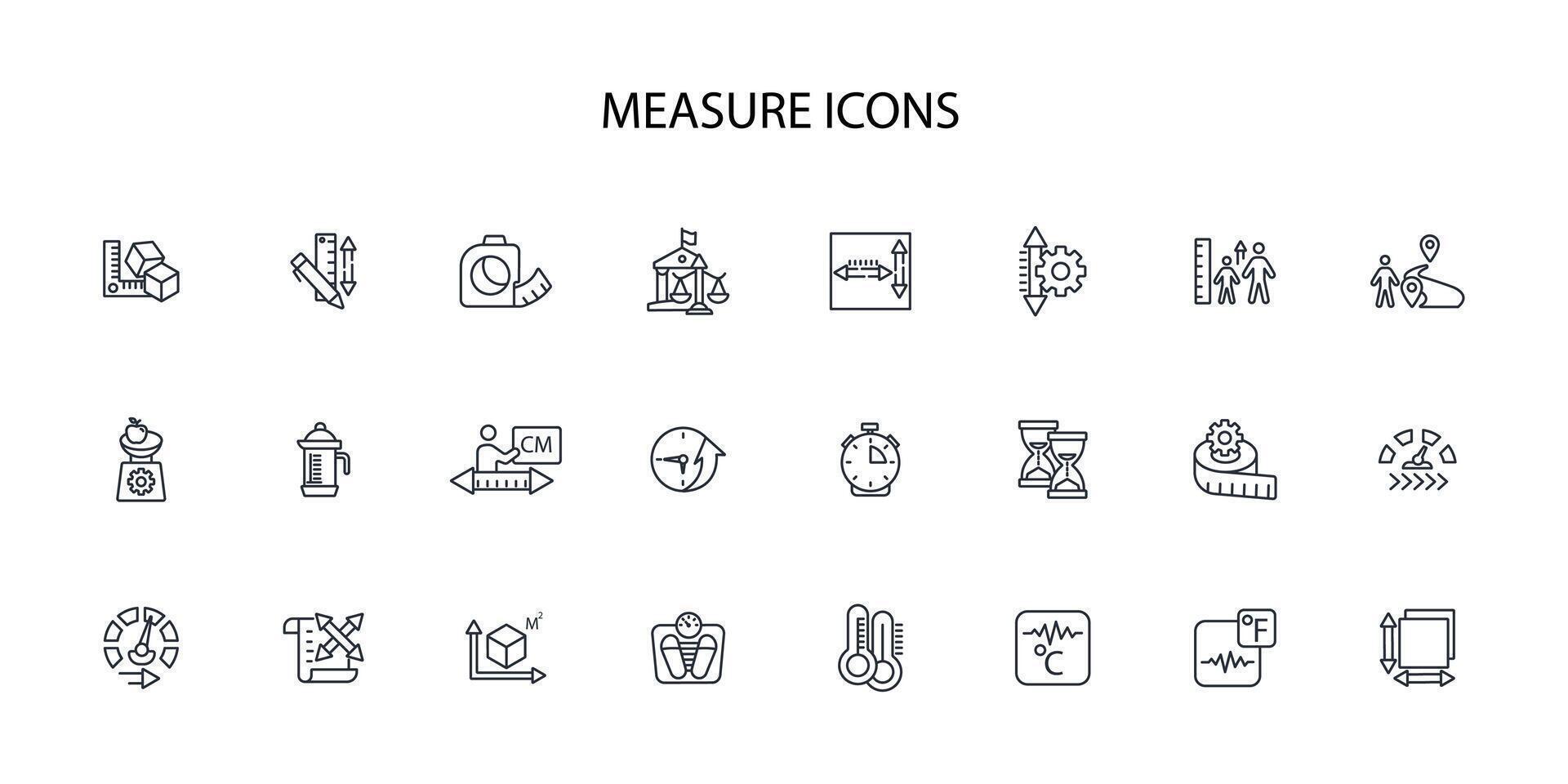 Measure icon set..Editable stroke.linear style sign for use web design,logo.Symbol illustration. vector
