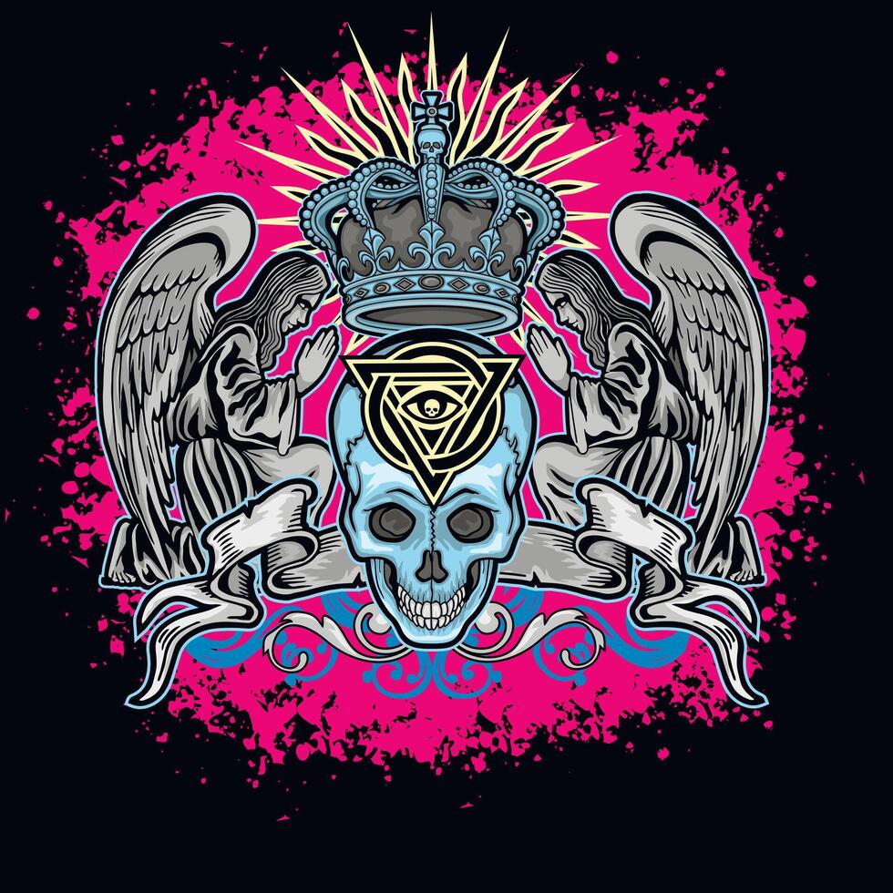 Gothic sign with skull, grunge vintage design t shirts vector