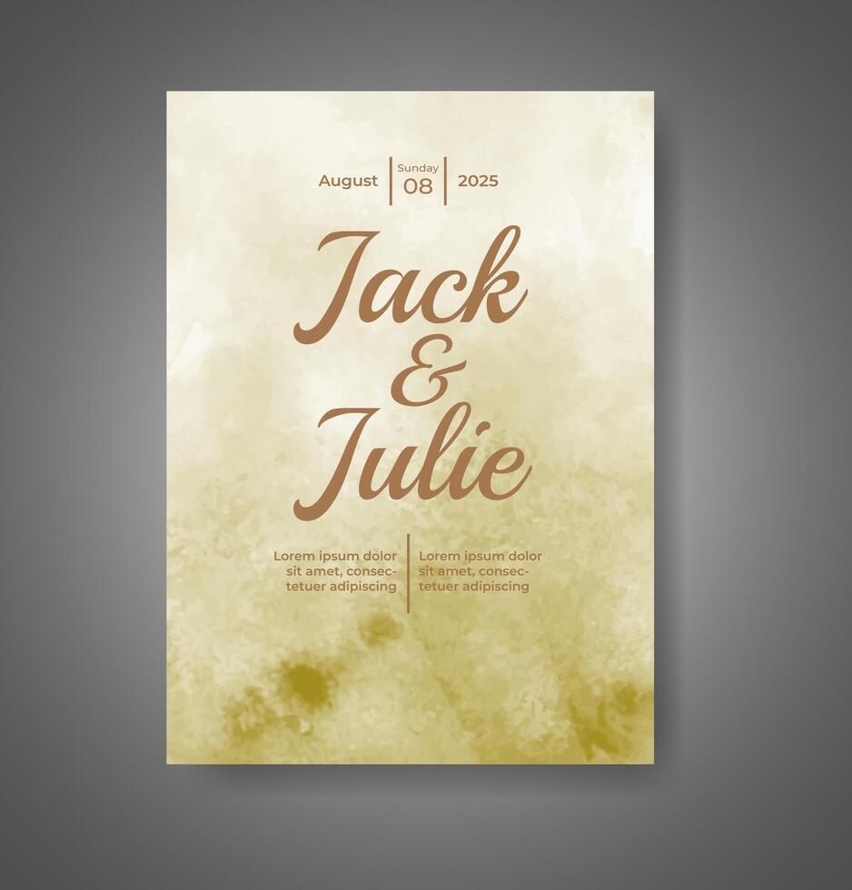 Wedding invitation with abstract watercolor background vector