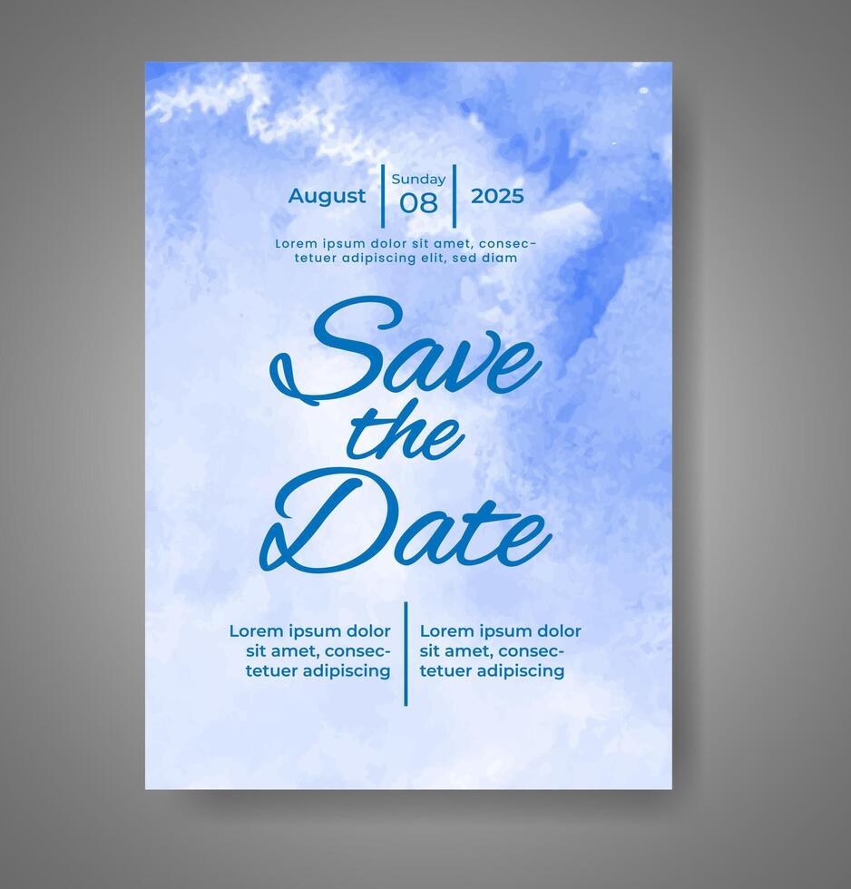 Wedding invitation with abstract watercolor background vector