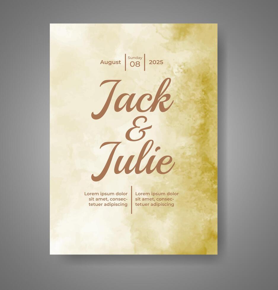 Wedding invitation with abstract watercolor background vector