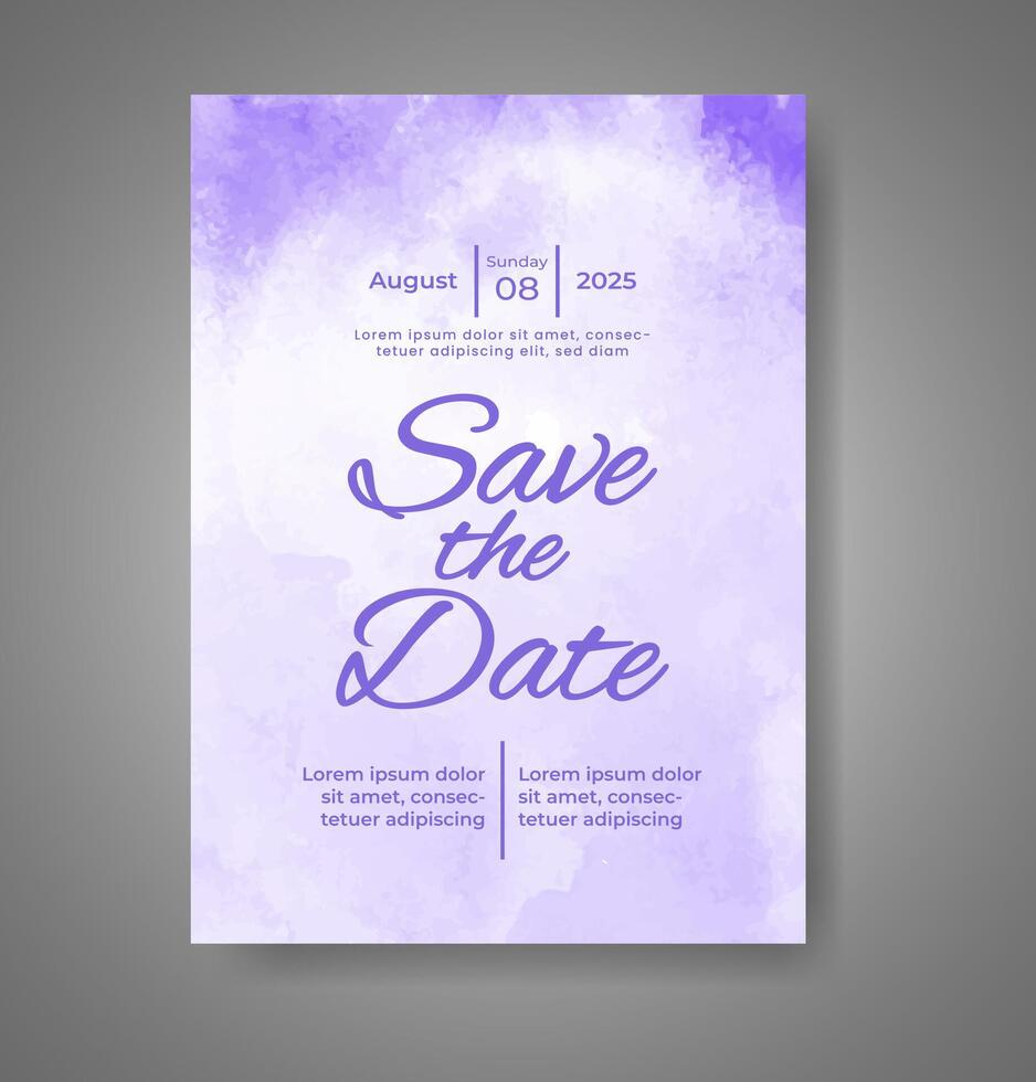 Wedding invitation with abstract watercolor background vector