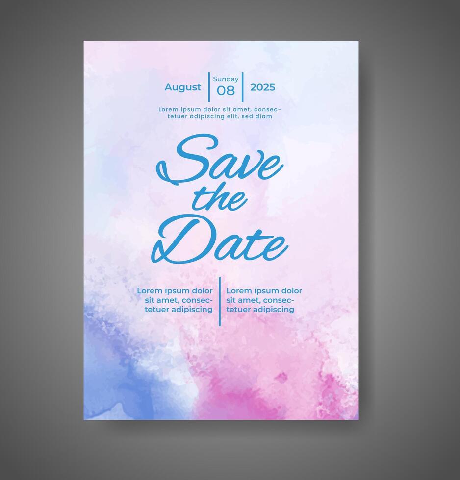 Wedding invitation with abstract watercolor background vector