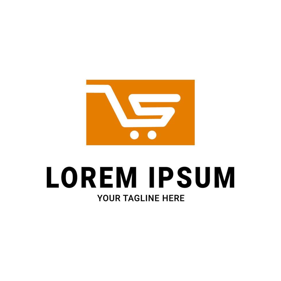 Minimalist shop basket logo design vector