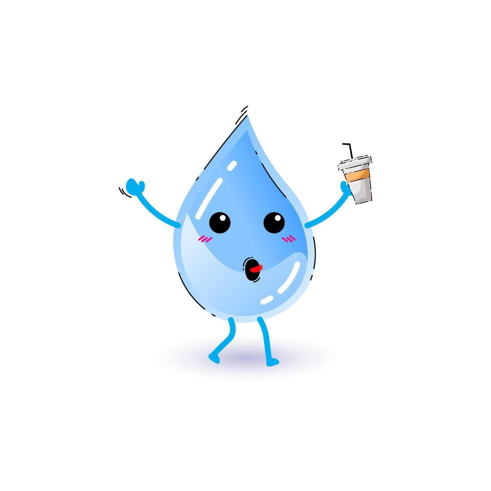 Water character design with funny and cute facial expressions vector