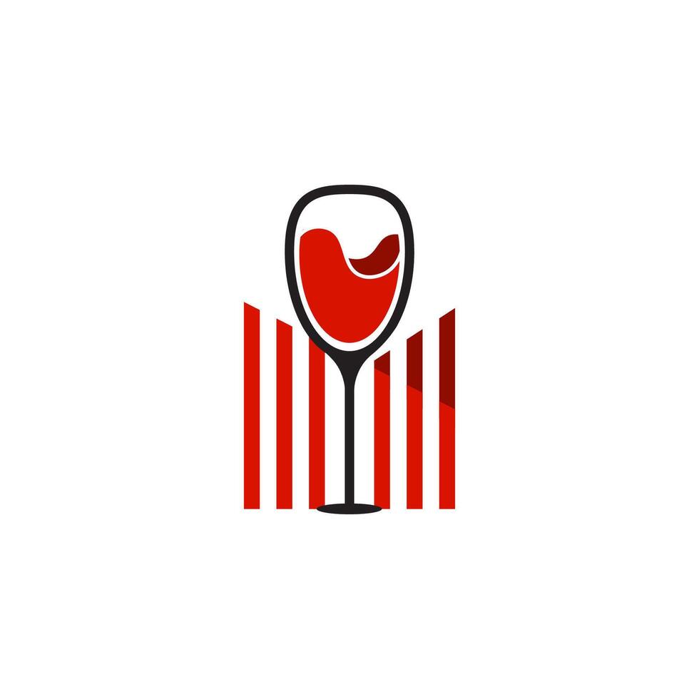 Red wine glass logo design vector