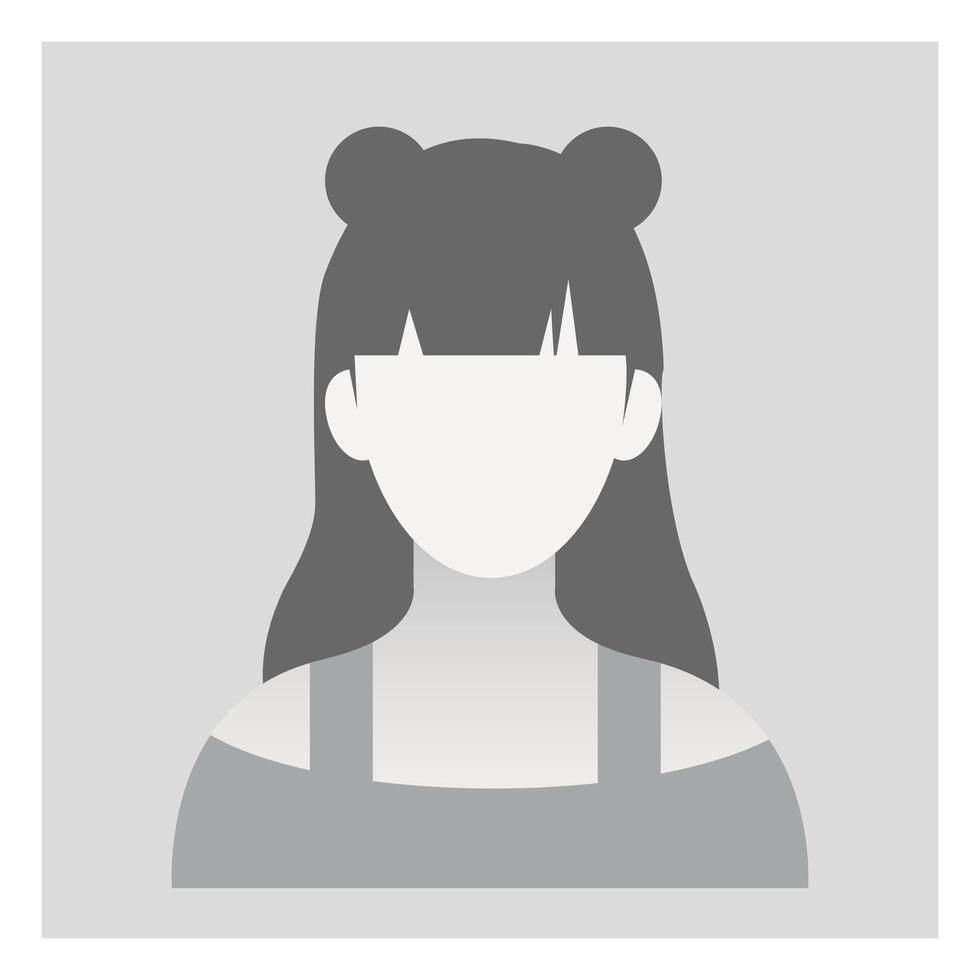 Gray silhouette of teen girl for social media profiles, icons, screensavers and as template. Female avatar, default anonymous user picture, profile placeholder icon, girl no photo sign. vector