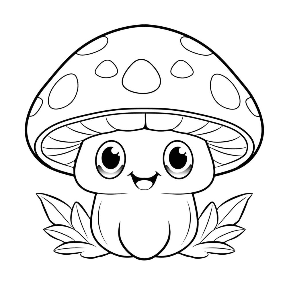 a cute mushroom coloring page vector