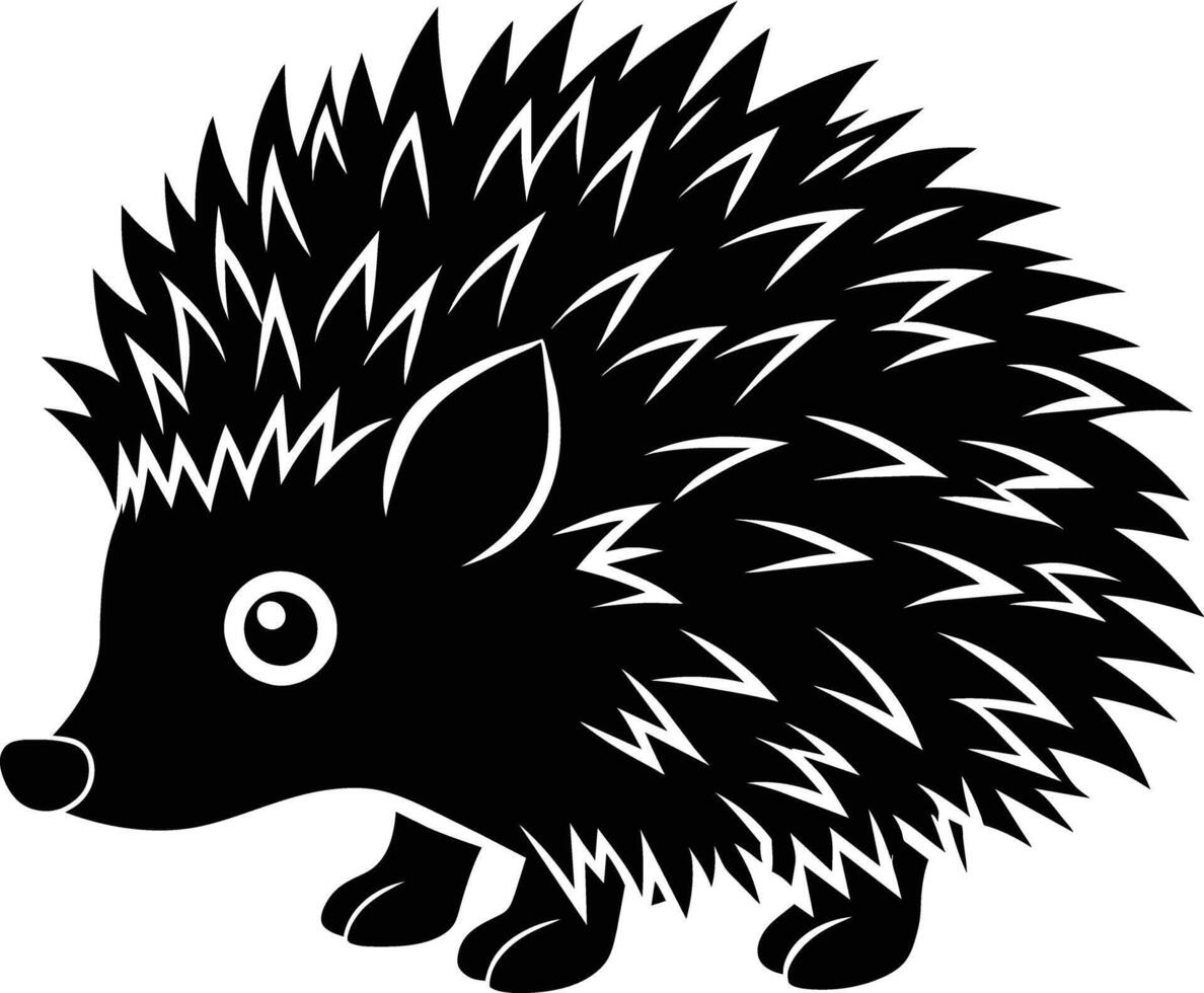 A black and cute silhouette of a hedgehog vector