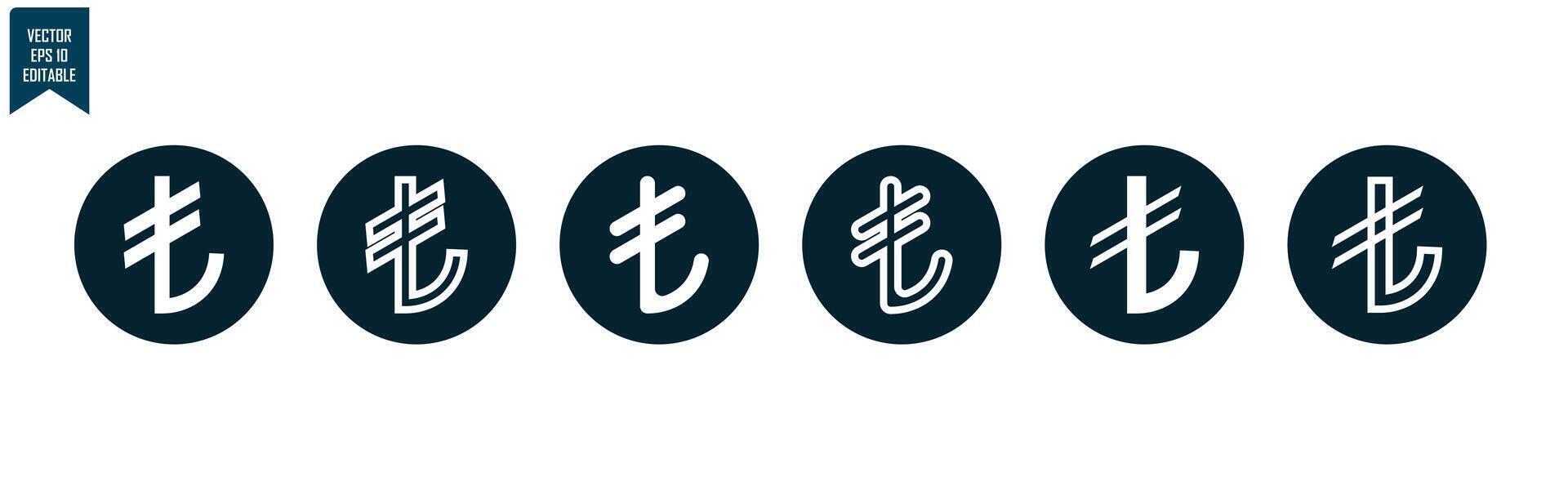 Lira currency icon set vector