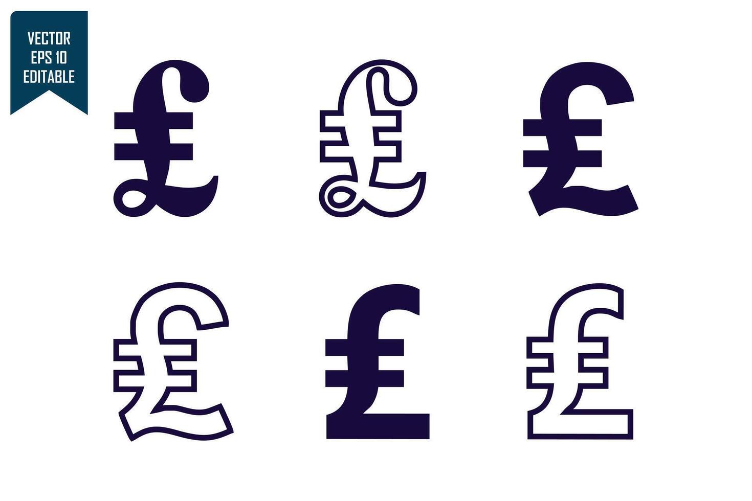 Pound currency icon set vector