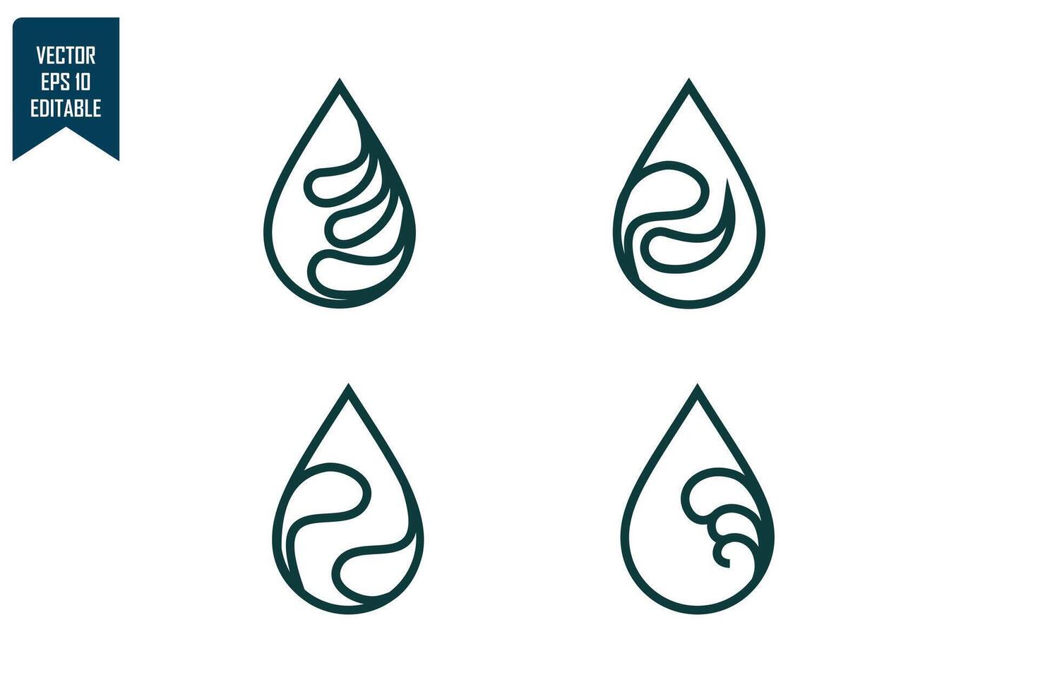 Droplet design icon set vector