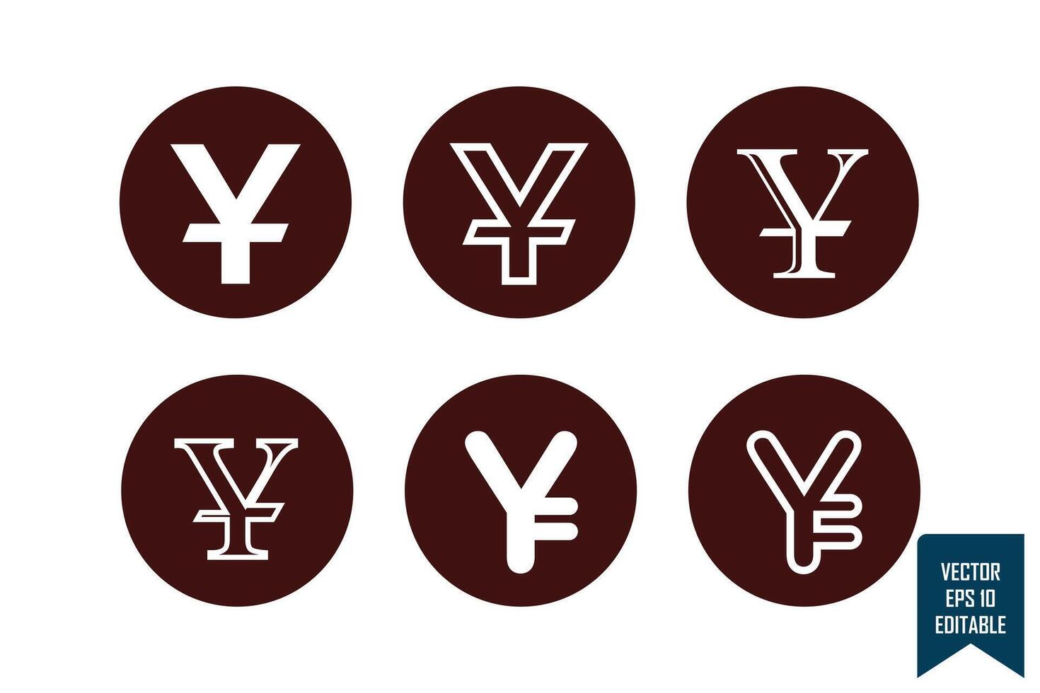 Yuan currency icon set vector