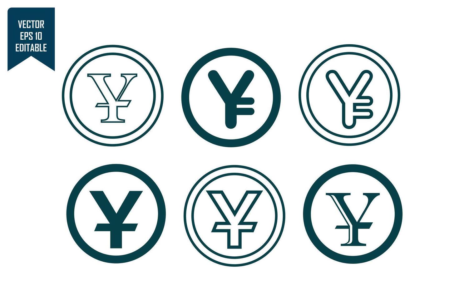 Yuan currency icon set vector