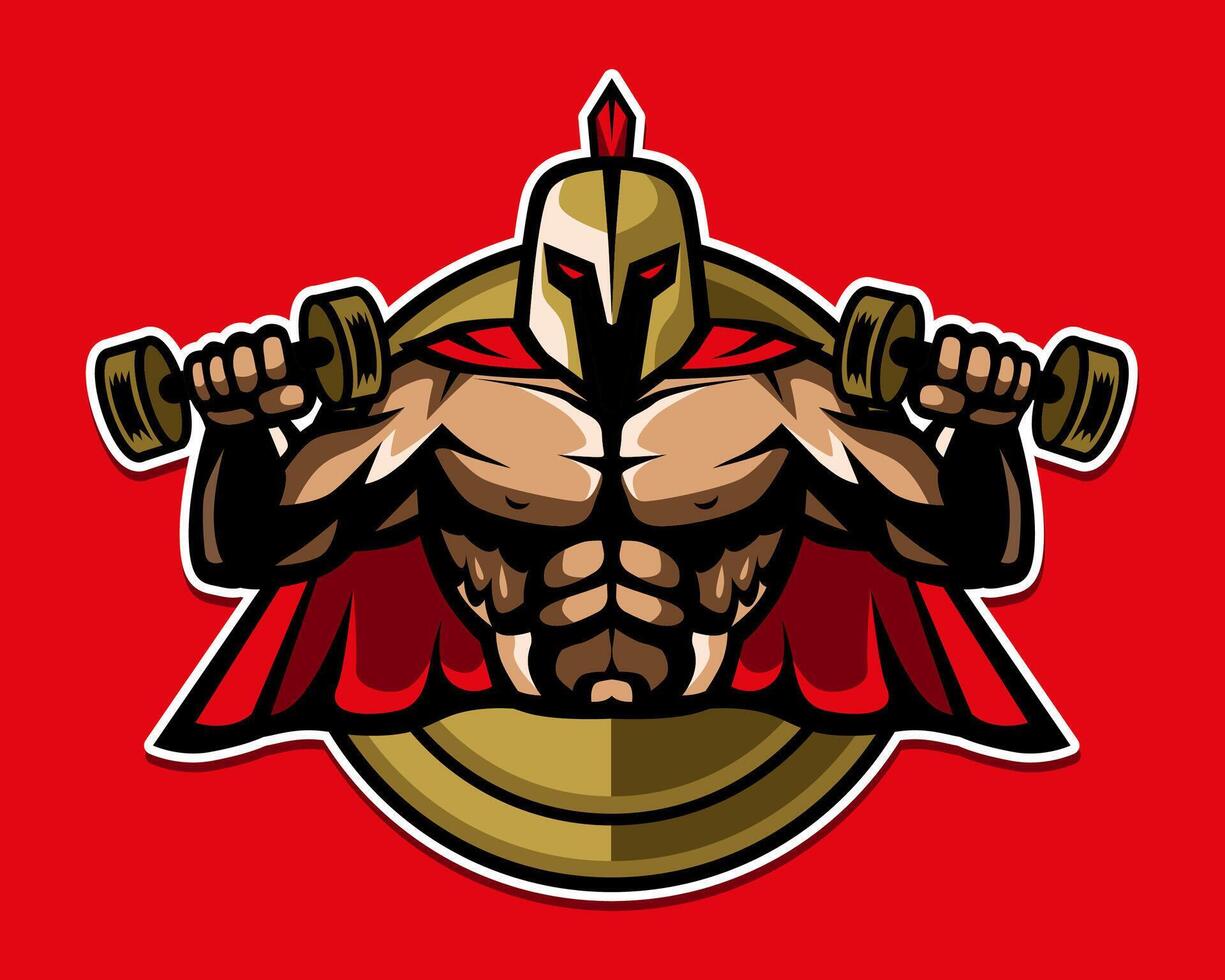 Spartan sport. Warrior mascot. Weightlifting vector