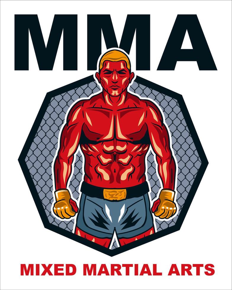 Sport. MMA fighter stand. Boxer vector