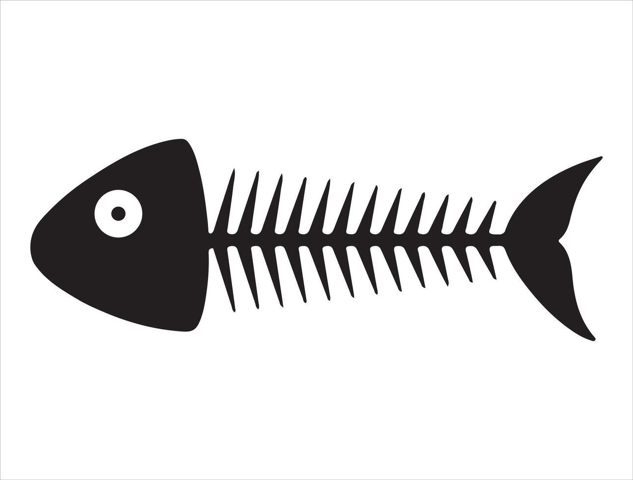Fish skeleton silhouette on white background vector