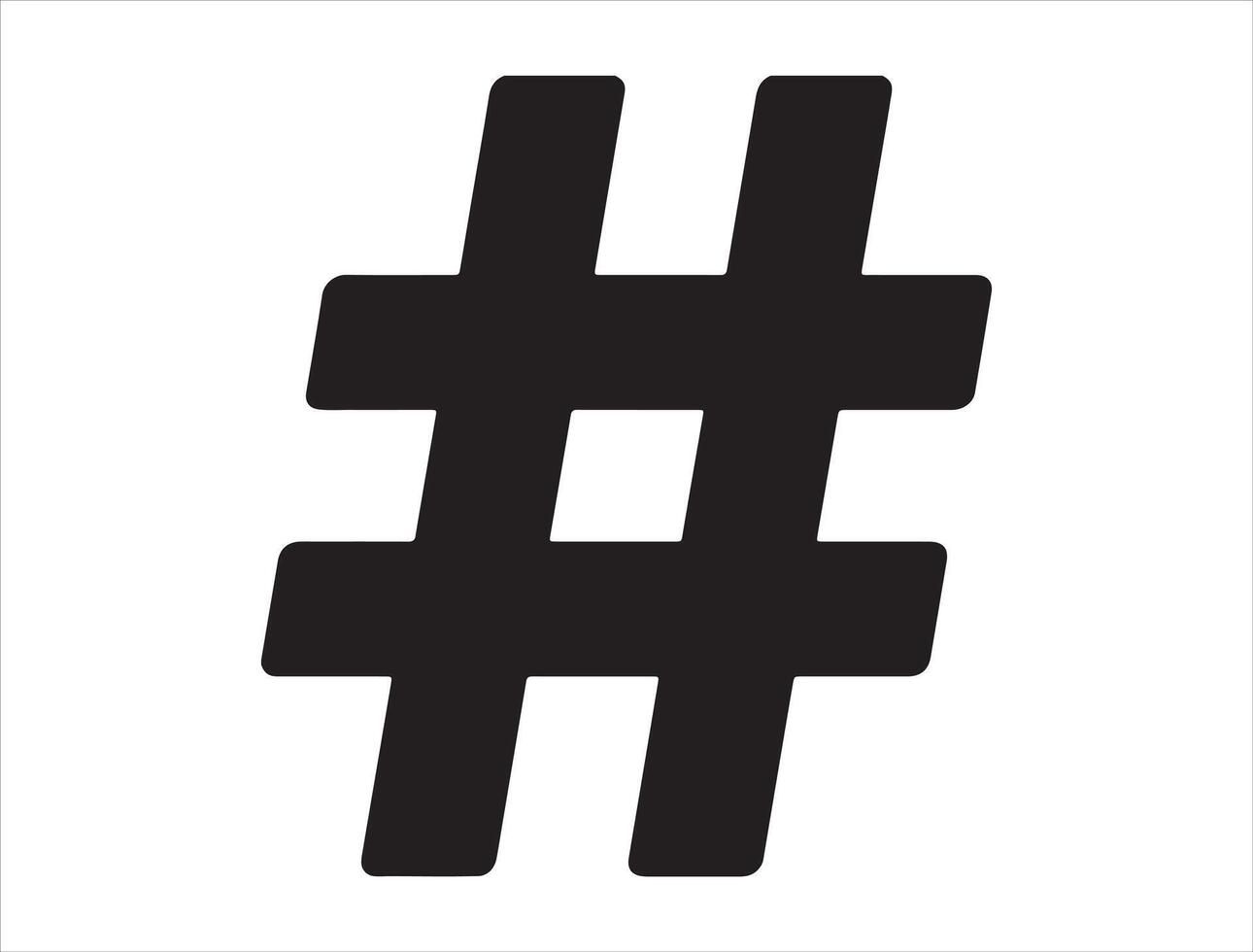 Hashtag number silhouette on white background vector