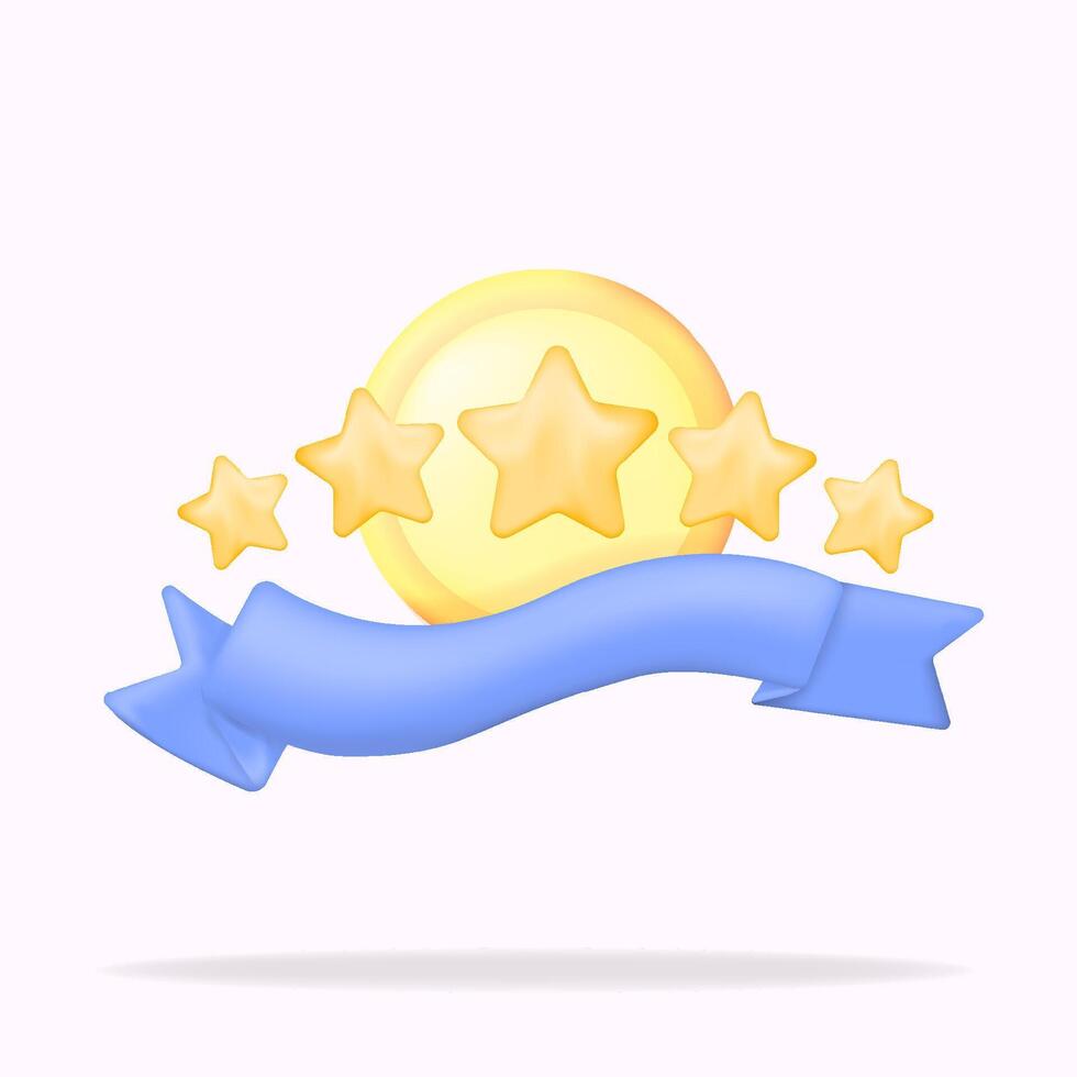 our rate, ribbon and stars ,3d illustration icon vector