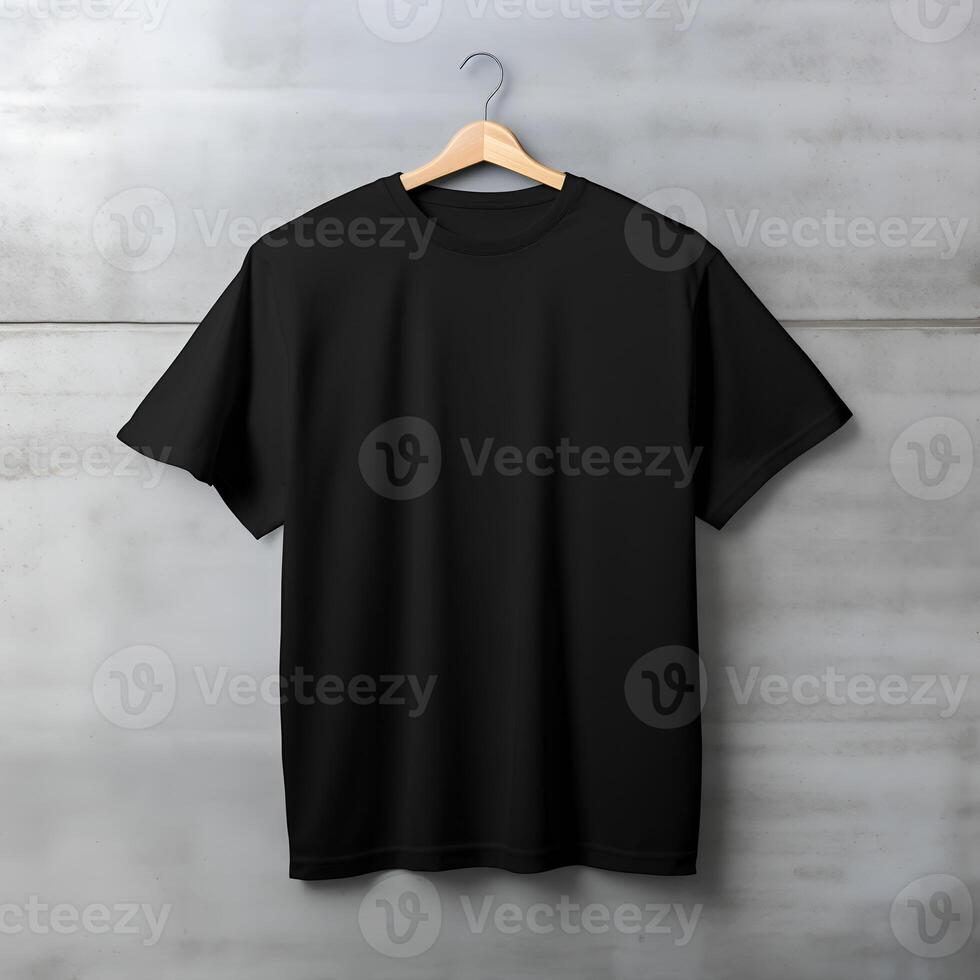 Hanging blank tshirt mockup, casual white tee mock, front view photo