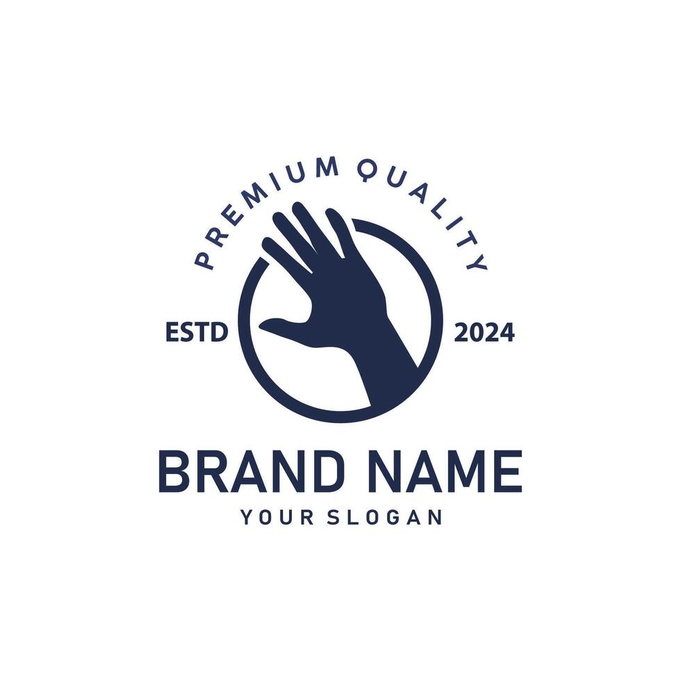hand logo design hand care, business teamwork and body health illustration simple modern template vector