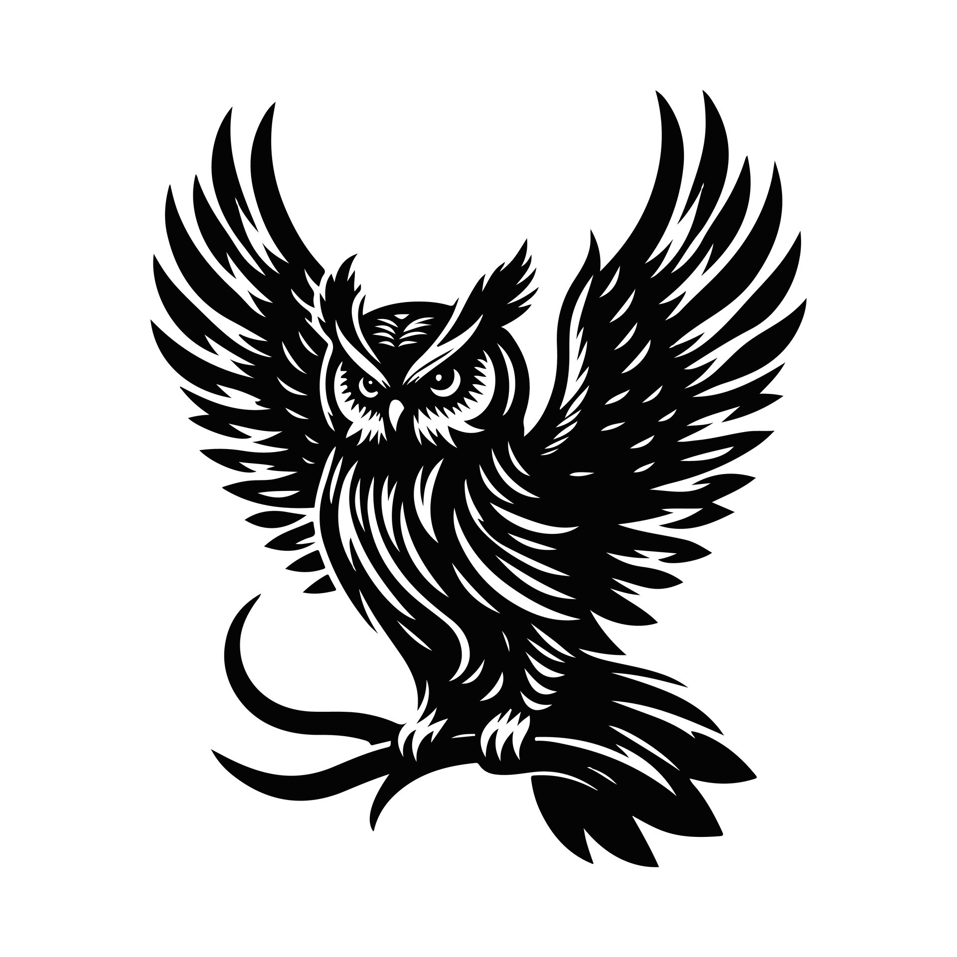 Owl Animal Black Silhouette With White Color Background 45712291 Vector